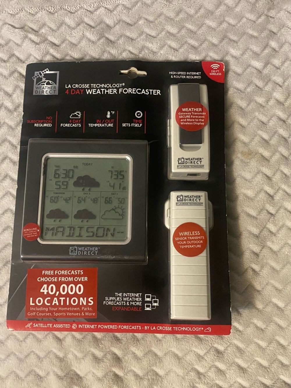 La Crosse Technology Weather Direct 4-Day Weather Forecaster - White/Grey